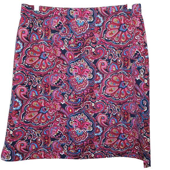 Talbots Petite Multicolor Paisley Pull-On Elastic Waist A-Line Skirt Size MP - Picture 1 of 4
